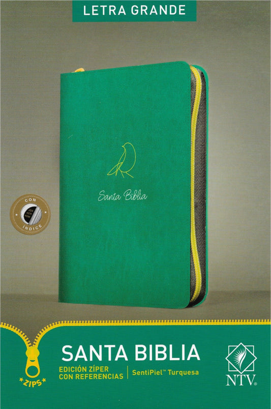 BIBLIA NTV LETRA GRANDE CON CIERRE E ÍNDICE | EDICIÓN ZÍPER AQUA
