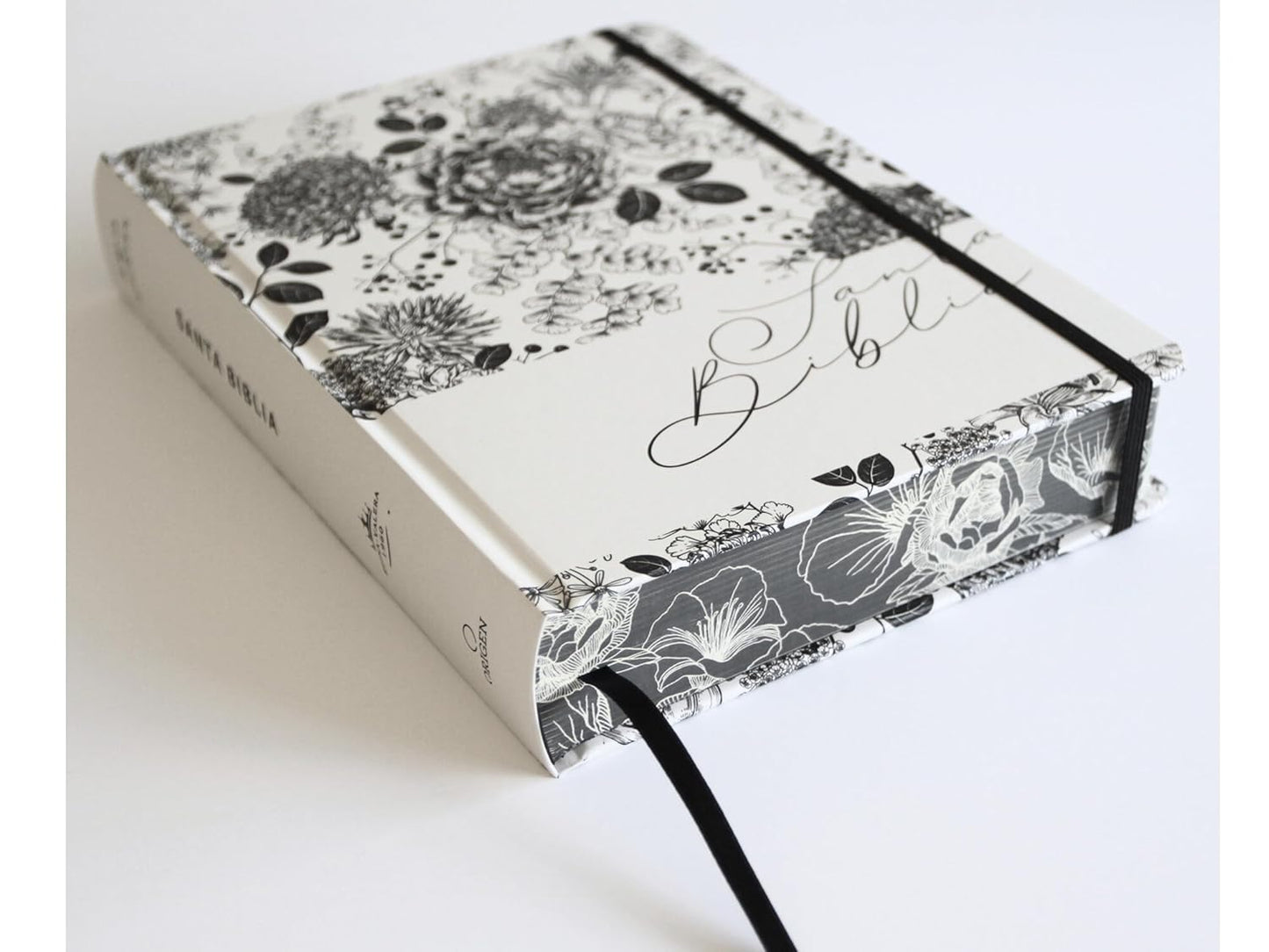 Biblia de Apuntes RVR 1960 Tapa dura, Blanco y negro con flores