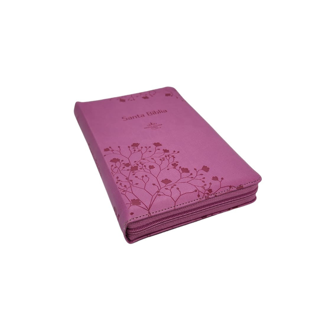BIBLIA RVR1960 TAMAÑO PERSONAL LETRA GRANDE CON ÍNDICE Y CIERRE ROSA