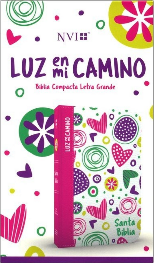 NVI Biblia Luz en mi camino corazones, multicolor símil piel