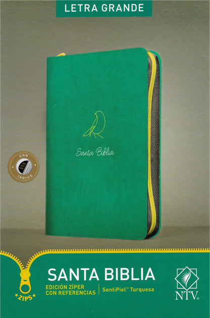 BIBLIA NTV LETRA GRANDE CON CIERRE E ÍNDICE | EDICIÓN ZÍPER AQUA